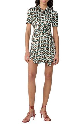 Diane Von F&uuml;rstenberg Didi Geo Print Wrap Shirtdress in Fan Club Woodstock at Nordstrom, Size Xx-Small
