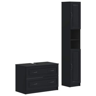 vidaXL Juego De Gabinete De Ba&ntilde;o De 2 Piezas Utrecht Negro Vidaxl