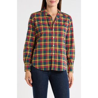 Frank & Eileen Relaxed Fit Button-Up Shirt in Yellow Red Green Plaid at Nordstrom Rack, Size Xx-Small