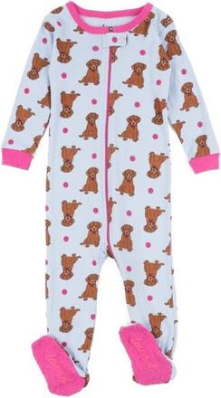 Leveret Kids Footed Printed Cotton Matching Family Pajamas, Animal Kingdom Prints in Puppy at Nordstrom, Size 2T