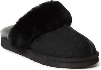 Dearfoams Fireside Sydney Genuine Shearling Scuff Slippers in Black at Nordstrom, Size 10