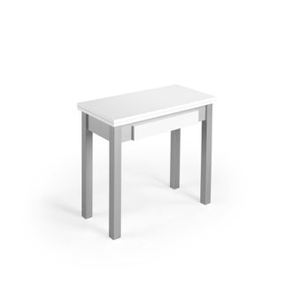 HERDASA Mesa cocina extensible de melamina y metal blanco-gris l40/80 cm
