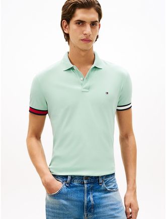 Tommy Hilfiger Mens Slim Fit Smooth Cotton Interlock Polo - Green - XXL