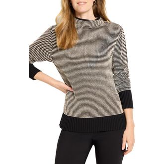 Nic+Zoe Mock Neck Pixel Knit Sweater in Black Multi at Nordstrom Rack, Size X-Large