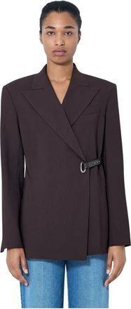 Sportmax Asymmetrische Gesp Blazer - Dames - Blazers - Bruin - S - Leer - Jassen