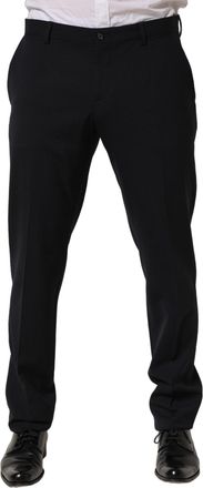 Dolce & Gabbana Mens Virgin Wool Tapered Leg Trousers Black Polyester