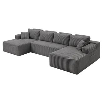 Levede Modular Sectional Sofa Bed 3 Seater U Shaped Convertible Soft Boneless in Grey