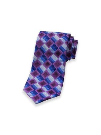Paul Fredrick Patterned Woven Silk Tie in Purple/blue Multi at Nordstrom