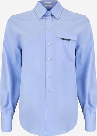 Brunello Cucinelli Weites Popelinehemd Shiny Tab