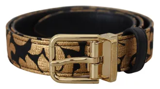Dolce & Gabbana Womens Multicolor Jacquard Leather Logo Buckle Belt