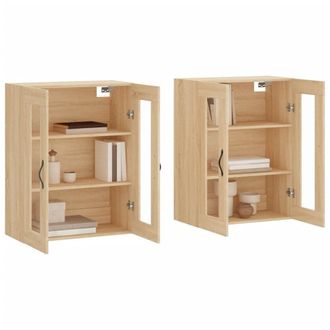 Berkfield Home Wall Mounted Cabinets 2 pcs Sonoma Oak Engineered Wood in Light Oak