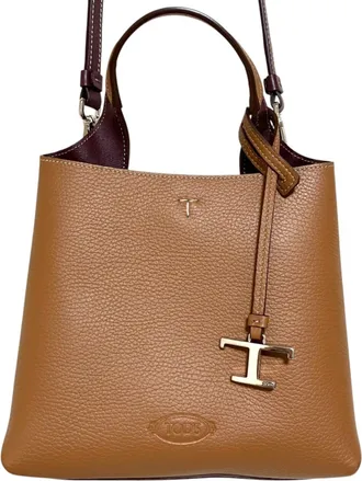 Tod's Brown Leather Shoulder Bag Tote Bag (Pre-Owned)