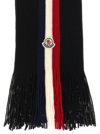 Moncler Tricolor Virgin Wool Scarf - Black