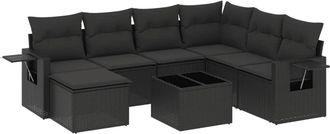vidaXL Set De Sof&aacute;s De Jard&iacute;n 8 Piezas Y Cojines Rat&aacute;n Sint&eacute;tico Negro Vidaxl