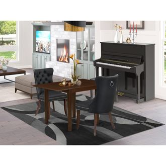 East West Furniture 3 Piece Dinette Set Consists of a Rectangle Dining Table with Dropleaf