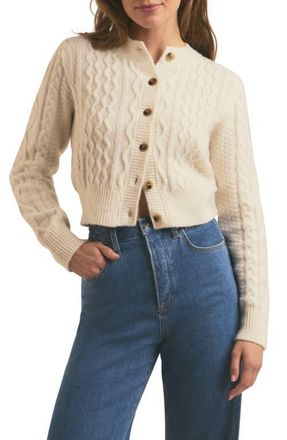Favorite Daughter Wool & Cashmere Blend Cable Cardigan in White Froth at Nordstrom, Size X-Small