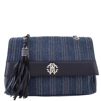 Roberto Cavalli Denim Quilted Crossbody Bag