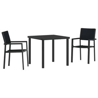 Berkfield Home 3 Piece Garden Dining Set Black Poly Rattan