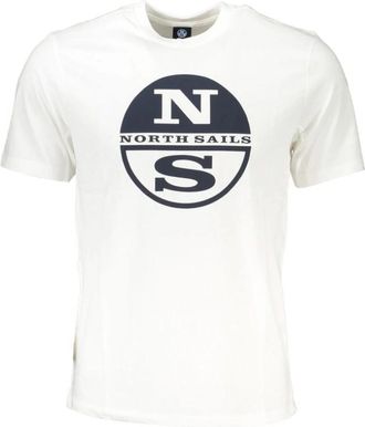 North Sails Katoen Logo Print Korte Mouw Tee - Heren - T-shirts - Wit - 2XL - Katoen - Tops
