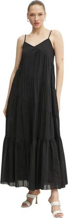 Michael Kors Katoenen Maxi Jurk met Volant - Dames - Maxi kleedjes - Zwart - XS - Katoen - Kleedjes