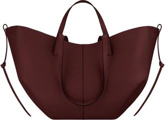 Generic Genuine Leather Womens Tote Bag - Large Capacity Barrel-shaped Commuter Shoulder Bag (Black Cherry Large [with label])