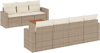 vidaXL Vidaxl - Juego De Sof&aacute;s De Jard&iacute;n Con Cojines Beige 8 Pzas Rat&aacute;n Pe