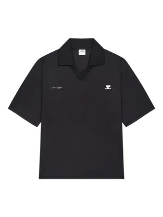 Courr&egrave;ges V-neck logo-detail T-shirt - men - Polyester - S - Black