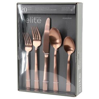 Gibson Home Earlston 20 Piece Stainless Steel Flatware Set in Metallic Rust/copper at Nordstrom