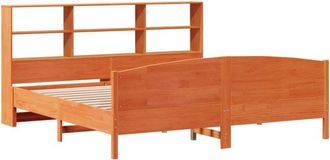 vidaXL Bookcase Bed without Mattress Wax Brown 180x200 cm Super King Solid Wood Pine Vidaxl