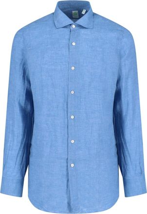Finamore Light Blue Gaeta Linen Shirt