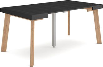 Skraut Home Mesa Consola Extensible, Mesa Comedor Plegable, 160, Para 8 Comensales, Patas De Madera, Estilo Moderno, Negro - Skraut Home