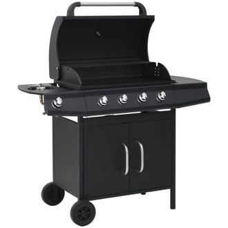 vidaXL vidaXL Barbecue e Griglia a Gas 4+1 Fornelli Nero in Acciaio