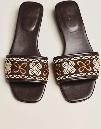 Maeve Embroidered Logo Slide Sandals