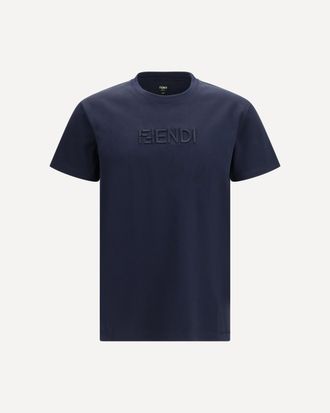 Fendi Cotton T-shirt with embroidered logo Male XL