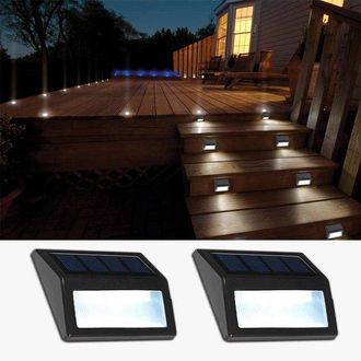 OEM 2 Luces Solares Impermeables Para Escaleras - Blanco Fr&iacute;o - Para Patio, Jard&iacute;n, Garaje, Entrada De Veh&iacute;culos Y Pared Exterior