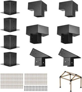 OEM Kit De Soportes Para P&eacute;rgola De 10 X 10 Cm Para Techo Puntiagudo De Madera De 92 X 92 Mm En Tama&ntilde;o Real, De 3 O 4 V&iacute;as Con Bases Para Postes Y P&eacute;rgola