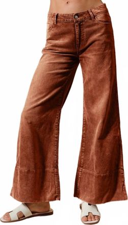 So Me Wide Leg Flared Washed Corduroy Pants In Rust