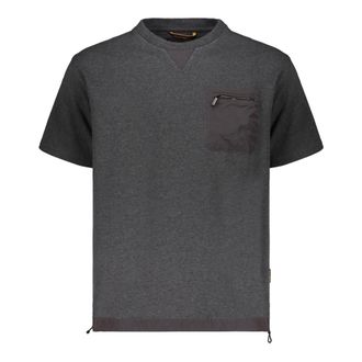 Moorer Tops, Heren, Grijs, M, Katoen, Donkergrijs T-shirt met zak