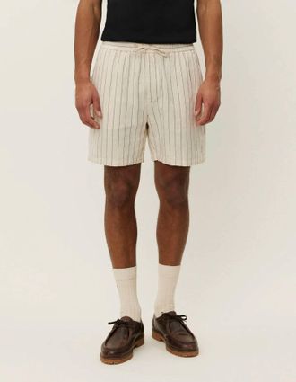 Les Deux Otto Striped Linen Shorts In Ivory