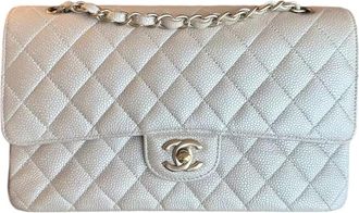Chanel Iridescent Beige Medium Quilted Caviar Grained Calfskin Double Flap Bag