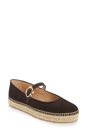 Gianvito Rossi Espadrille Mary Jane Ballet Flat in Moka at Nordstrom, Size 9.5Us