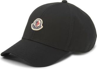 Moncler Logo Patch Adjustable Baseball Cap in Black at Nordstrom