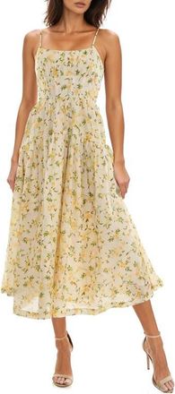 Socialite Floral Midi Dress in Cream/Yellow at Nordstrom, Size X-Large