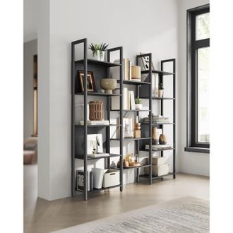 Vasagle Large 14 Shelf Metal Bookcase Industrial Frame Home Office in Black