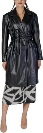 Only Imitatielederen Trenchcoat - Dames - Jas met riem - Zwart - L - Polyester - Jassen