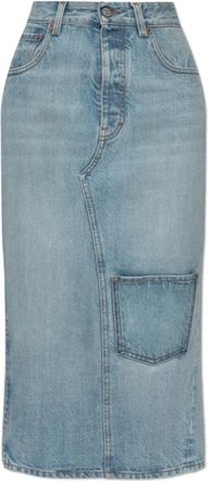 Maison Margiela Rokken, Dames, Blauw, S, Denim, Denimrok met split