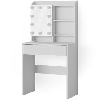 Vicco Tavolo da toeletta Laura, Bianco, 70 cm con illuminazione a led