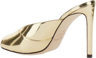 Jimmy Choo London Womens Mule Brigitte Gold Glitter Metallic Calf Leather