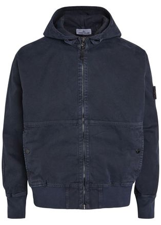 Stone Island Hooded Canvas Jacket - Navy - XL