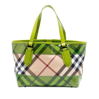 Burberry Pre-owned Burberry Patent Trimmed Supernova Check Coated Canvas Tote Ladies JJ33NUN6RI8G4NZA